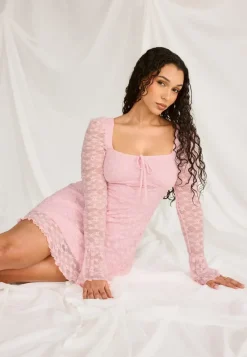 BUBBLEROOM Square Neck Lace Dress