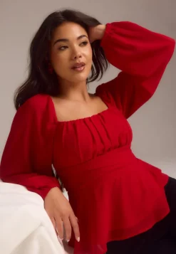 BUBBLEROOM Square Neck L/S Georgette Blouse