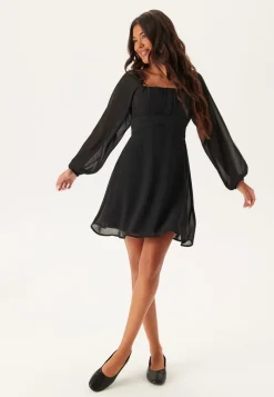 BUBBLEROOM Square Neck L/S Georgette Dress