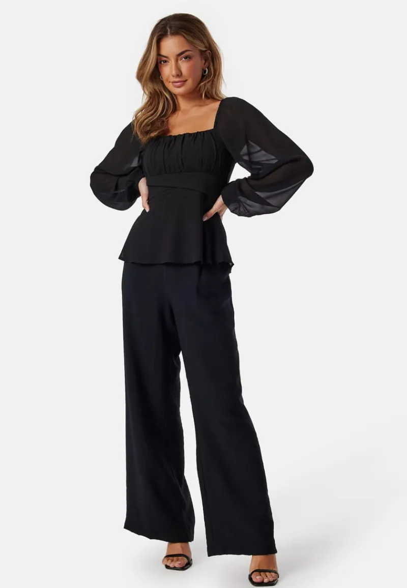 BUBBLEROOM Square Neck L/S Georgette Blouse