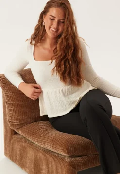 BUBBLEROOM Square Neck Peplum Top