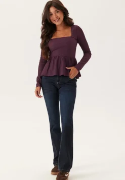 BUBBLEROOM Square Neck Peplum Top