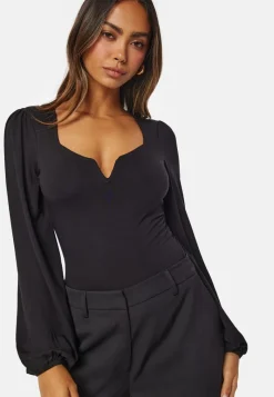 BUBBLEROOM Square V-neck Long Sleeve Puff Top