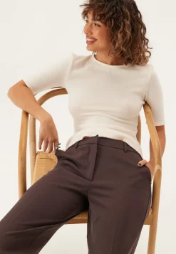 BUBBLEROOM Straight High Waist Suit Trousers