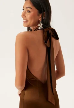 Bubbleroom Occasion Stretch Satin Halterneck Gown
