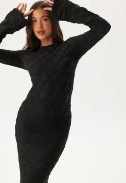 BUBBLEROOM Structure Long Sleeve Midi Dress