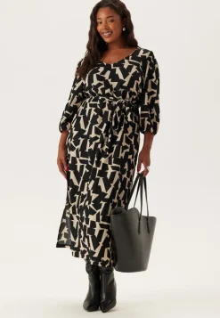Happy Holly Structured Puff Sleeve Midi Dress