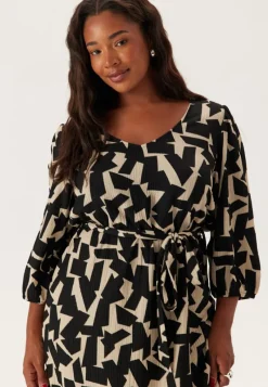Happy Holly Structured Puff Sleeve Midi Dress