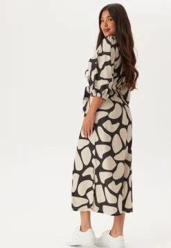Happy Holly Structured Puff Sleeve Midi Dress