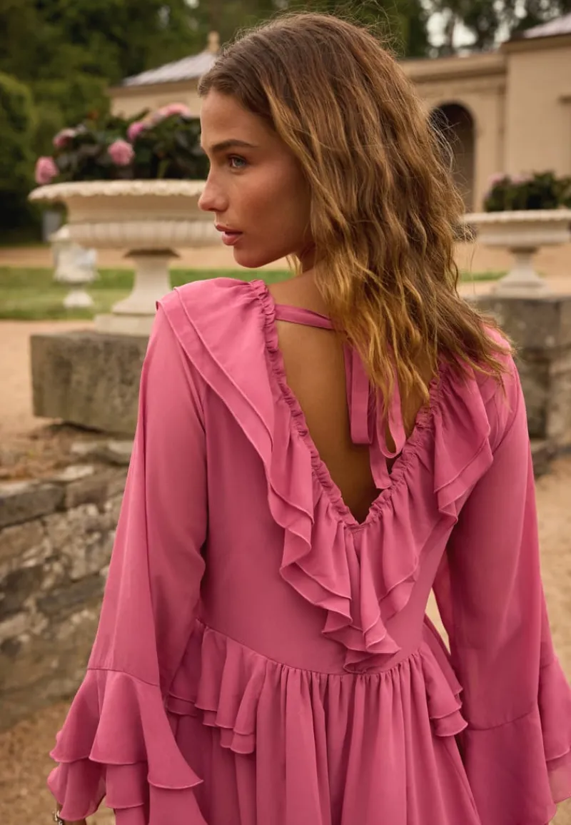 Bubbleroom Occasion Trumpet Sleeve Frill Short Dress