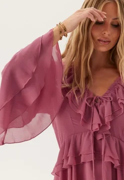 Bubbleroom Occasion Trumpet Sleeve Frill Short Dress