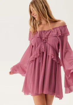 Bubbleroom Occasion Trumpet Sleeve Frill Short Dress