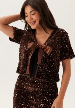 VILA Vibelieve S/S TIE SEQUINS TOP