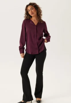 VILA Viellette V-neck L/S Satin Shirt
