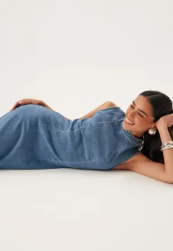 VILA Vinona S/L Midi Denim Dress