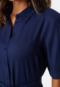 Happy Holly Viscose Belted Shirt Dress