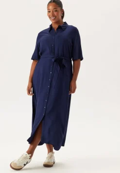 Happy Holly Viscose Belted Shirt Dress
