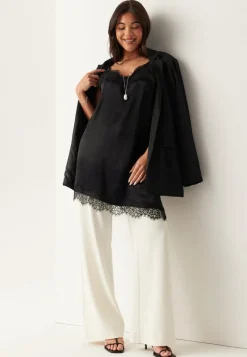 BUBBLEROOM Viscose Satin Lace Mini Dress