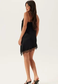 BUBBLEROOM Viscose Satin Lace Mini Dress