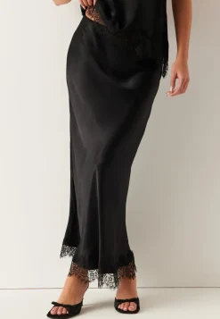 BUBBLEROOM Viscose Satin Lace Skirt