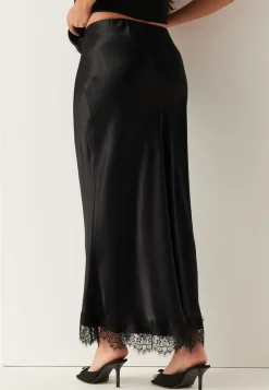 BUBBLEROOM Viscose Satin Lace Skirt