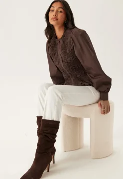 BUBBLEROOM V-neck Cotton Smock Blouse