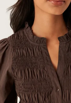 BUBBLEROOM V-neck Cotton Smock Blouse