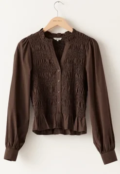 BUBBLEROOM V-neck Cotton Smock Blouse