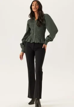 BUBBLEROOM V-neck Cotton Smock Blouse