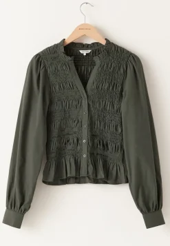 BUBBLEROOM V-neck Cotton Smock Blouse