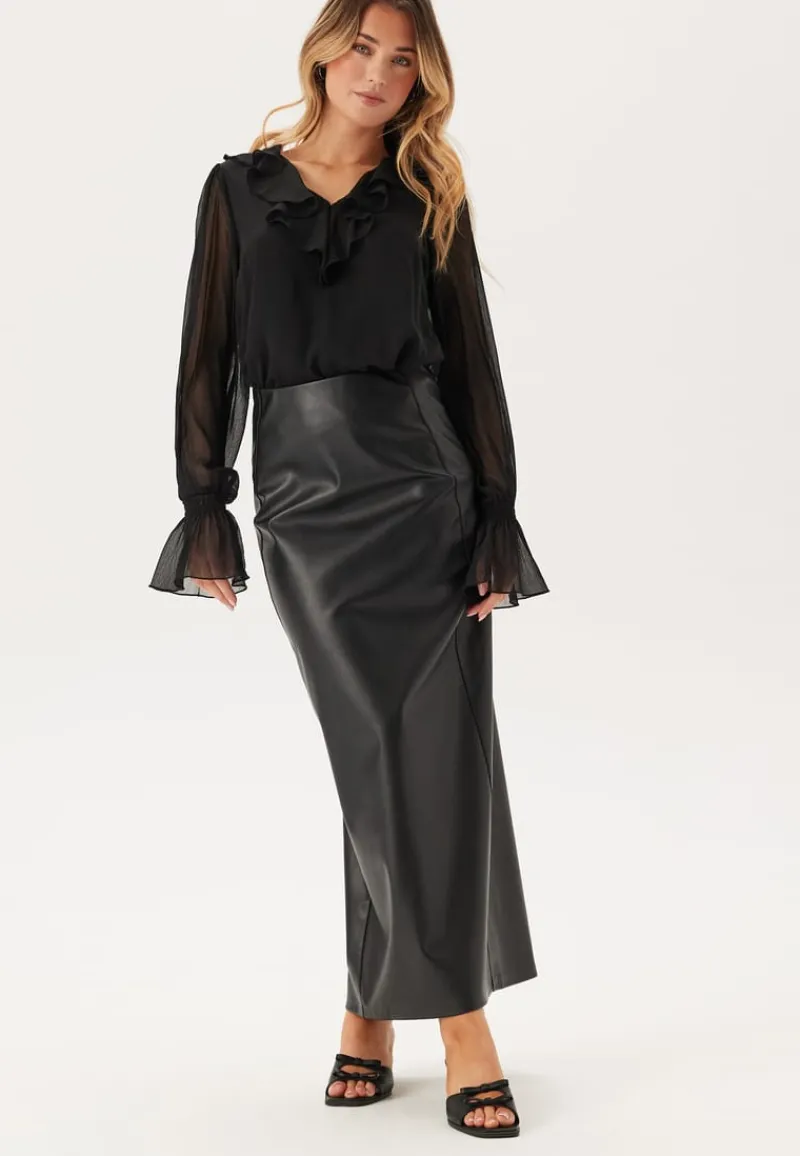 BUBBLEROOM V-neck Frill L/S Chiffon Blouse