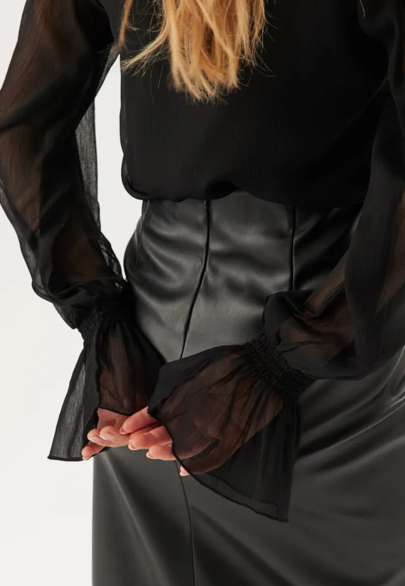 BUBBLEROOM V-neck Frill L/S Chiffon Blouse