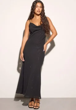 Bubbleroom Occasion Waterfall Embellished Slip Ankle Dress