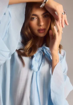 BUBBLEROOM Wide Sleeve Bow Blouse