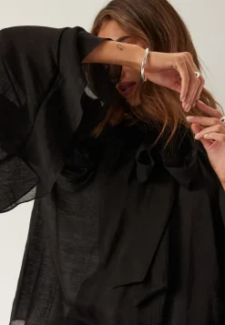 BUBBLEROOM Wide Sleeve Bow Blouse