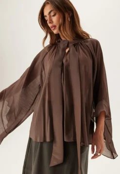 BUBBLEROOM Wide Sleeve Bow Blouse