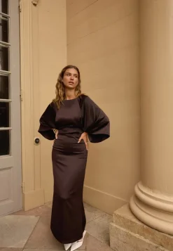 Bubbleroom Occasion Wide Sleeve Satin Ankle Dress