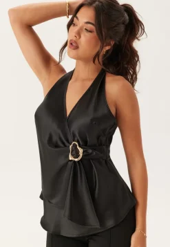 BUBBLEROOM Wrap Gold Detail Blouse