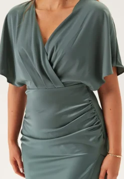 Bubbleroom Occasion Wrap Satin Gown